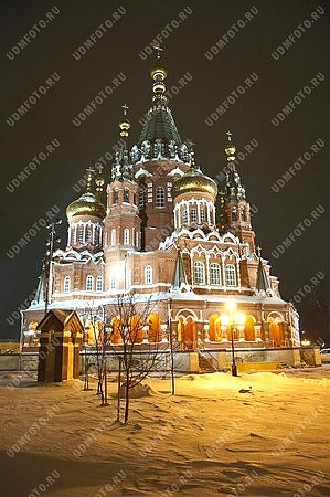церковь,Свято-Михайловский собор,достопримечательность,город Ижевск,ночь