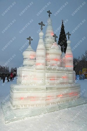 ледяной городок,город Ижевск,Свято-Михайловский собор,новый год,достопримечательность